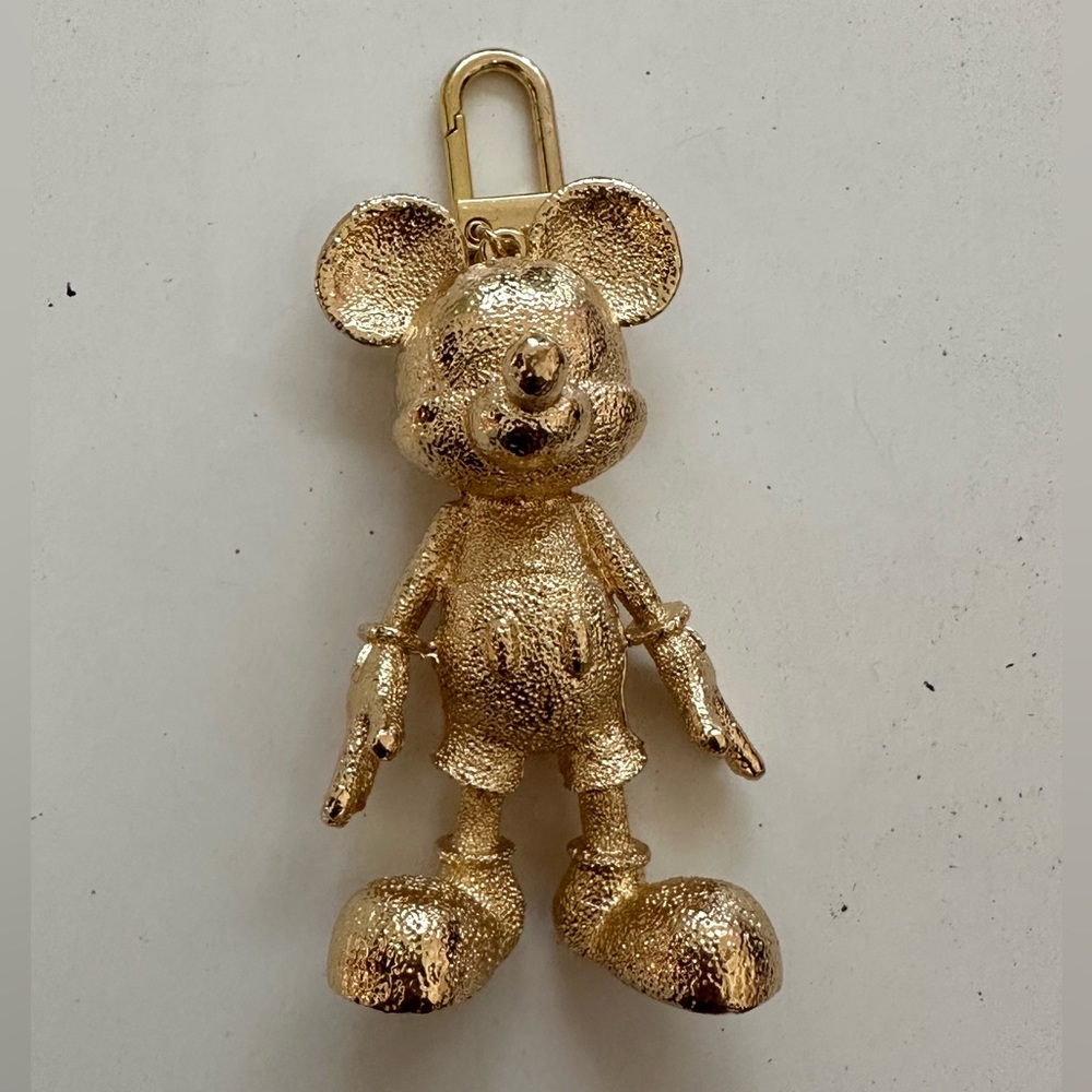 BaubleBar- Gold Textured Mickey Bag Charm